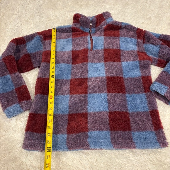 Eddie Bauer Women's Ultra Soft Fleece Quarter Zip Harbor Check Print Pullover M - Picture 5 of 11